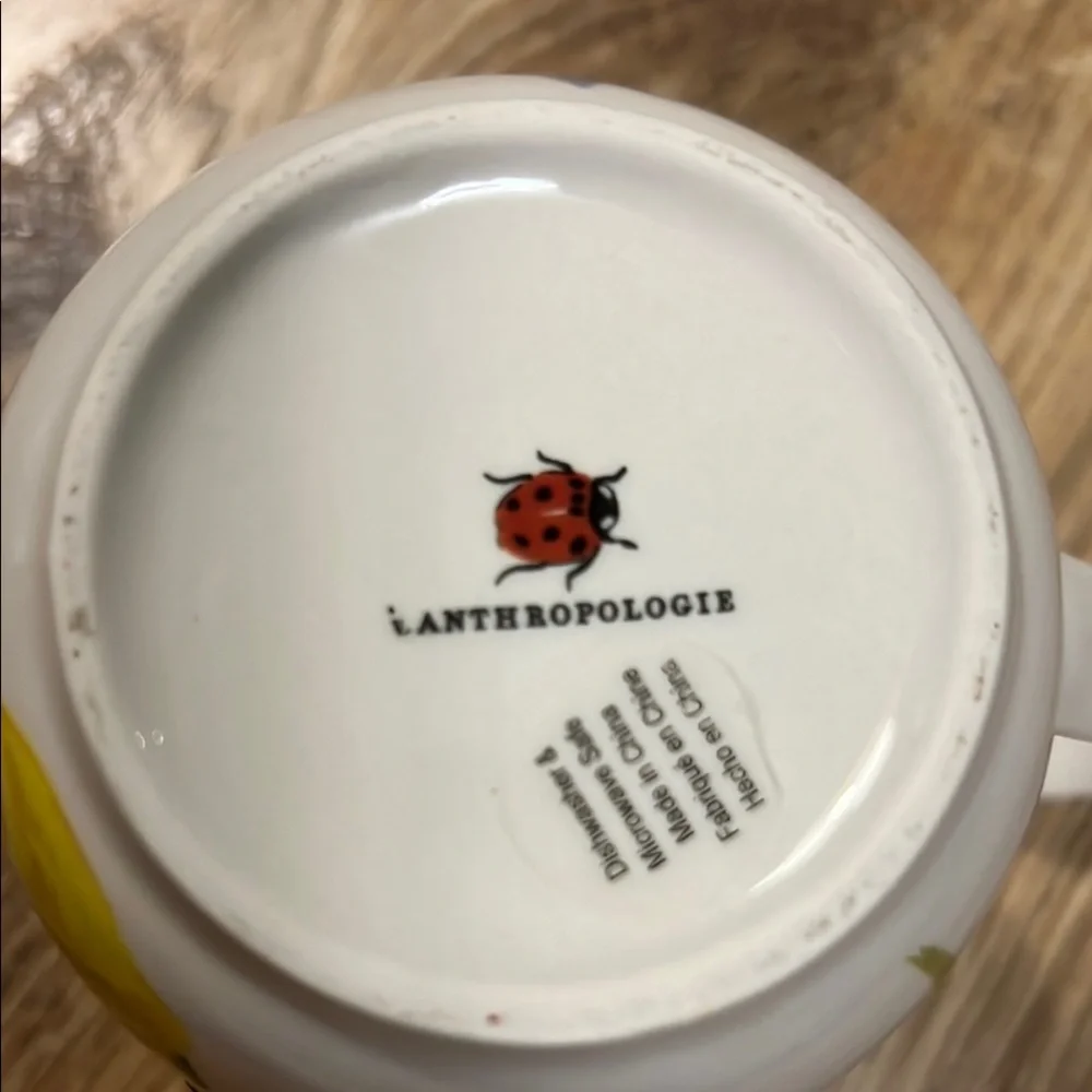 Anthropologie “M” White Floral Mugs Elegant Dining Collection - Picture 2 of 8